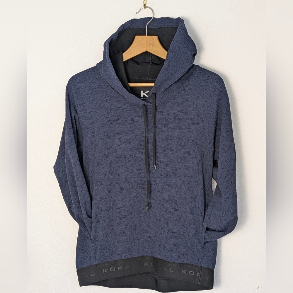 Koral By Ilana Kugel Women's Textured Performance Hoodie Dark Blue Size S EUC